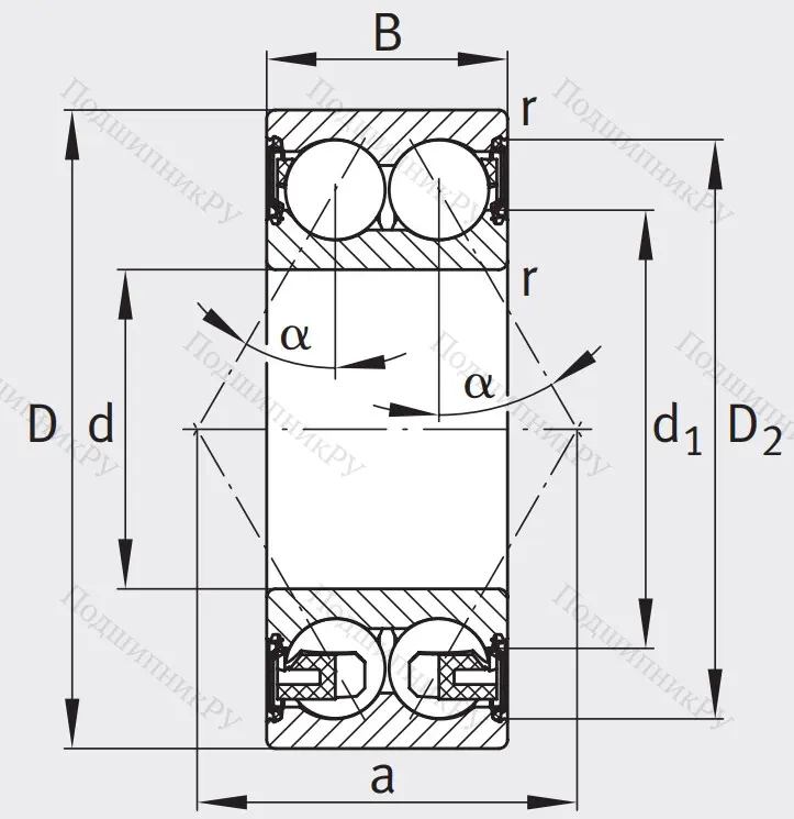 Двухрядный шариковый подшипник 3306 BD XL 2HRS TVH