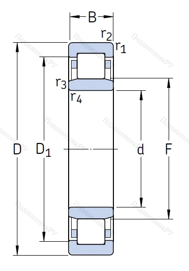 Роликовый цилиндрический подшипник NU 214 ECP