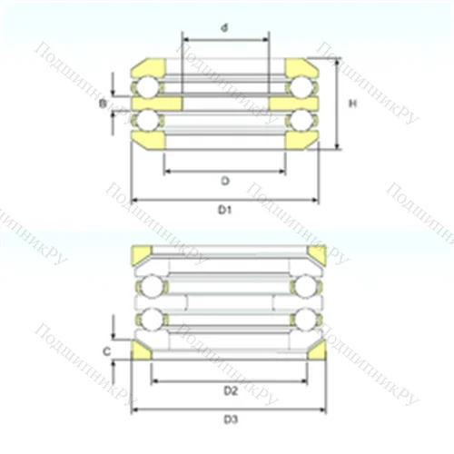 Подшипник шариковый упорный 54307 U 307 от производителя  ISB Подшипник шариковый упорный 54307 U 307 от производителя  ISB