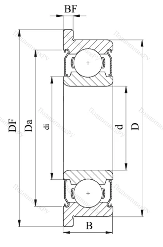 Однорядный шариковый подшипник F 687 ZZ (1470 ZZ (LF)) от производителя  NMB