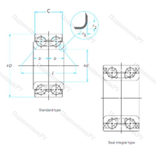 Подшипник шариковый радиально-упорный DAC 35760054 от производителя  ISO Подшипник шариковый радиально-упорный DAC 35760054 от производителя  ISO