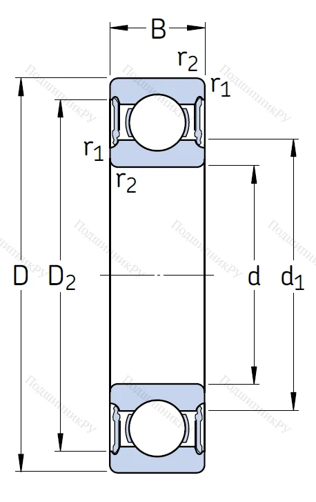 Однорядный шариковый подшипник 6317 2RS 1
