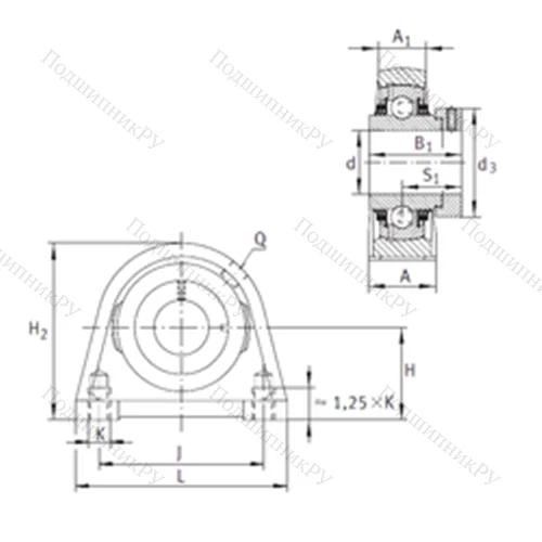 Подшипниковый узел шариковый радиальный TSHE 55
