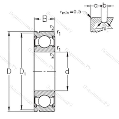Подшипник шариковый радиальный 6202-2Z-N