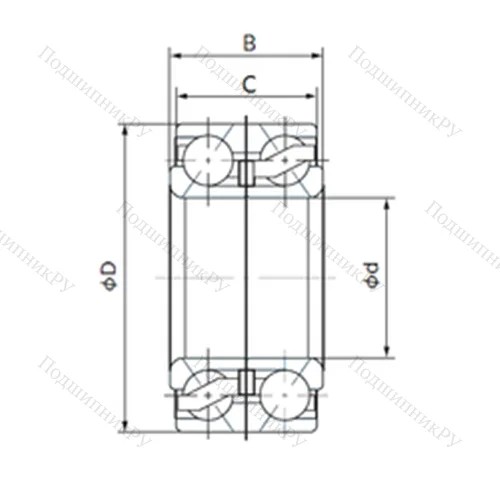 Подшипник шариковый радиально-упорный 38BVV 07-26G от производителя  NACHI Подшипник шариковый радиально-упорный 38BVV 07-26G от производителя  NACHI