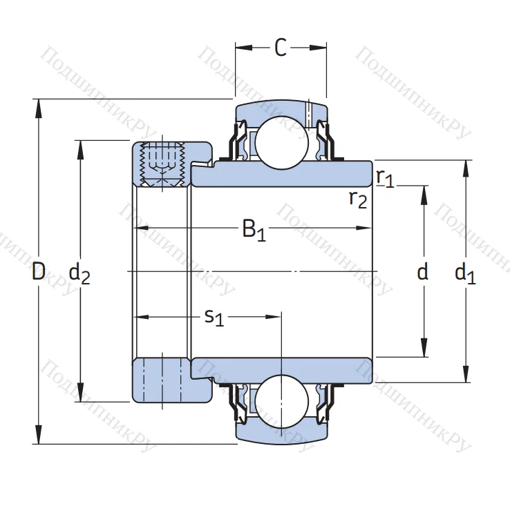Корпусный подшипник YEL 211-2F