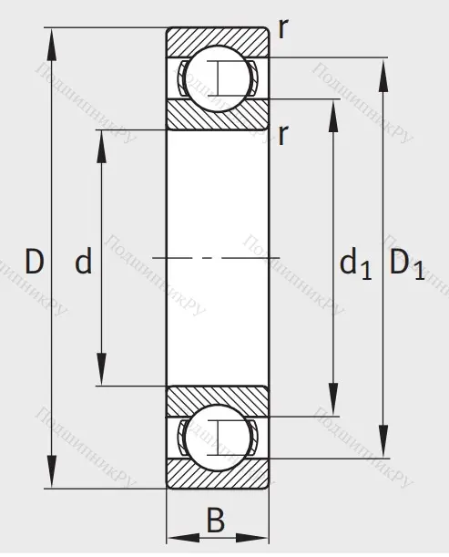 Однорядный шариковый подшипник 6217
