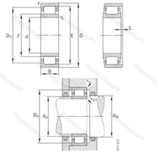 Подшипник роликовый радиальный NU 344-E-M 1