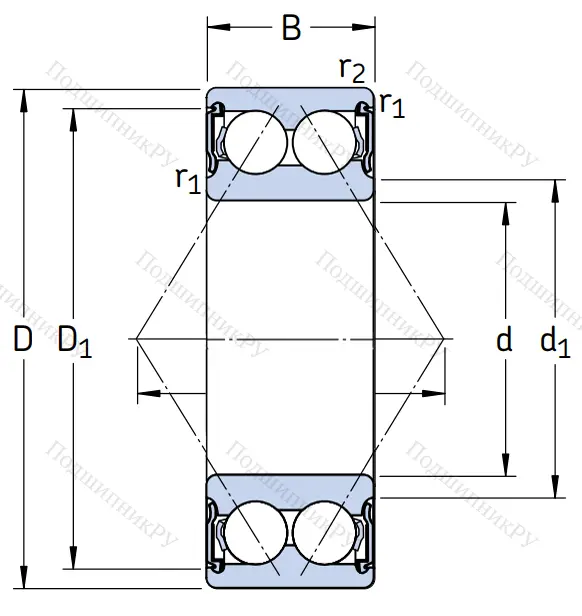 Двухрядный шариковый подшипник 3208 A-2RS 1/C 3LVT 114F 7 от производителя  SKF