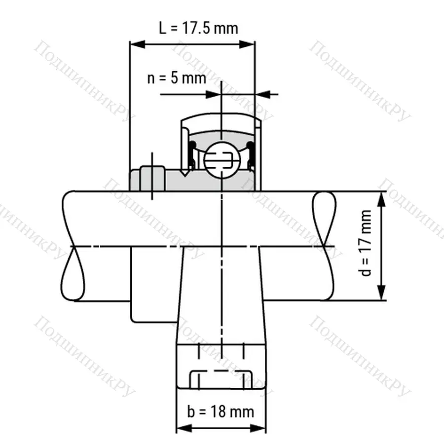 Подшипниковый узел KP 003-ST - Вал: 17 мм