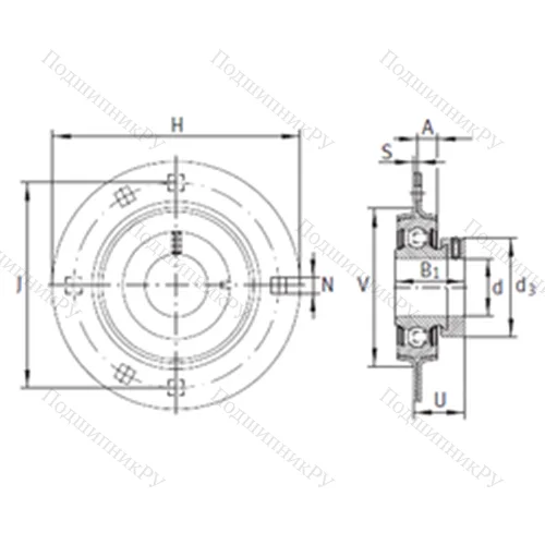 Подшипниковый узел шариковый радиальный RA 30
