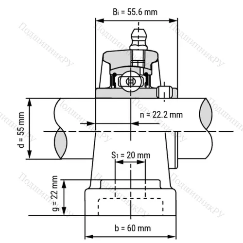 Подшипниковый узел SSUCP 211 - Вал: 55 мм от производителя  LPZ