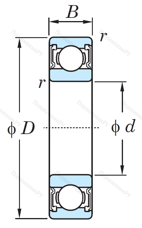Однорядный шариковый подшипник 6311 2RS