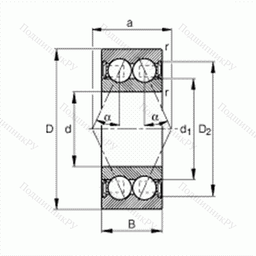Подшипник шариковый радиально-упорный 3816-B-2RSR-TVH от производителя  FAG Подшипник шариковый радиально-упорный 3816-B-2RSR-TVH от производителя  FAG