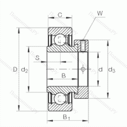 Подшипник шариковый закрепляемый RA 107-NPP от производителя  INA Подшипник шариковый закрепляемый RA 107-NPP от производителя  INA