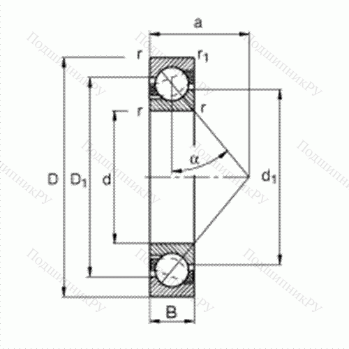 Подшипник шариковый радиально-упорный 7207-B-JP от производителя  FAG Подшипник шариковый радиально-упорный 7207-B-JP от производителя  FAG