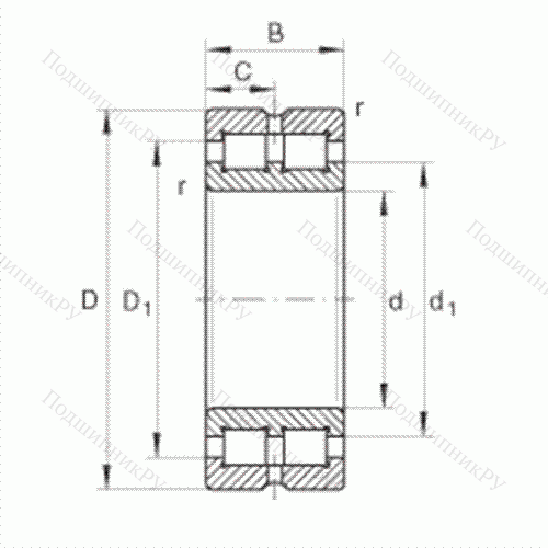 Подшипник роликовый радиальный SL 014852 от производителя  INA Подшипник роликовый радиальный SL 014852 от производителя  INA