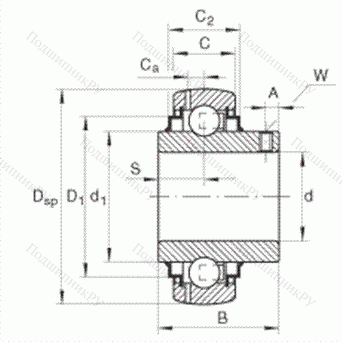 Подшипник шариковый закрепляемый GY 1102-KRR-B-AS 2/V от производителя  INA Подшипник шариковый закрепляемый GY 1102-KRR-B-AS 2/V от производителя  INA