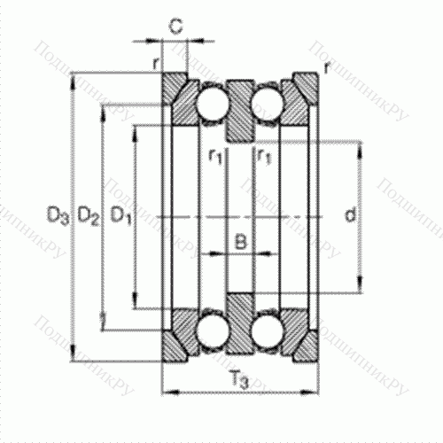 Подшипник шариковый упорный 54305 + U 305